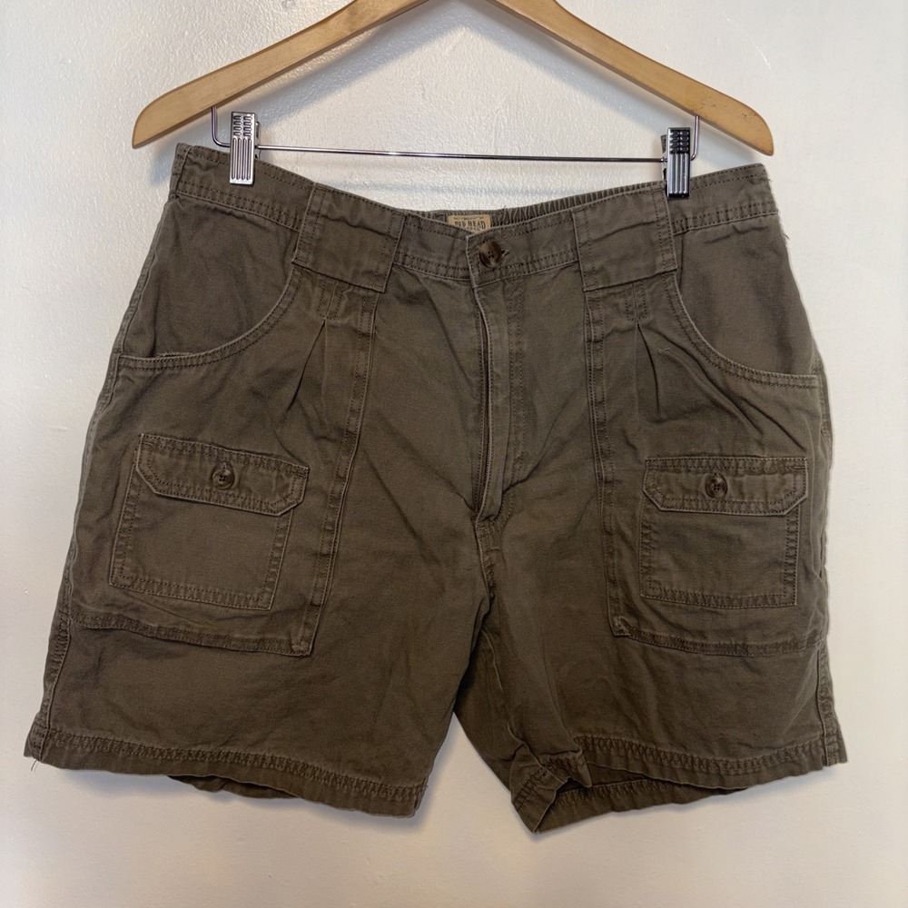 Red Head Cargo Shorts Mens 38 Khaki Utility Cotton 7 Pockets Elastic Waist